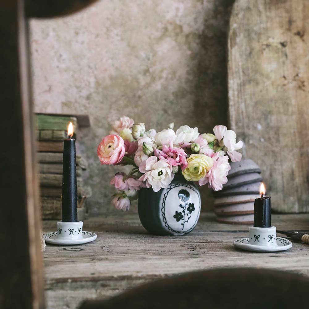 Hand-Painted Ceramic Candle Holder - Elegant Home Decor for Dining Table, Wedding Centerpiece & Romantic Ambiance