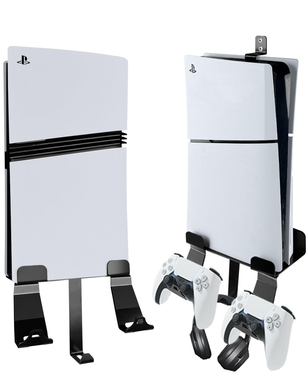 Metal Wall Mount Bracket for PS5, PS5 Slim & PS5 Pro - Behind TV Mounting Kit Compatible with PlayStation 5 Disc & Digital Edition Consoles (Black) - Perfect for Gaming Room, Living Room & Space-Saving Setup