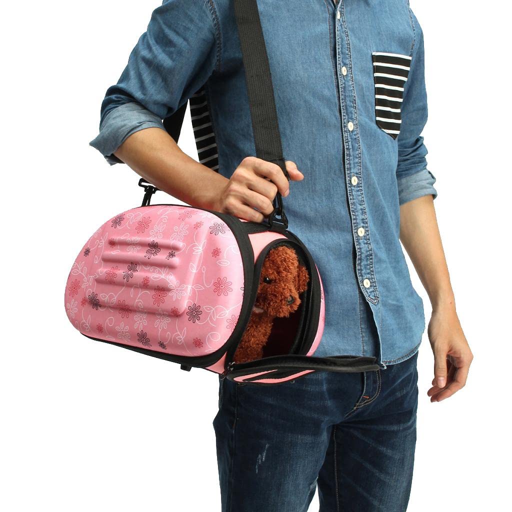 Enakshi Foldable Pet Carrier Bag for Small Dogs & Cats - Lightweight Travel Carrier for Outdoor, Airplane & Car Trips - Portable Pink Pet Supplies for Vet Visits & Daily Use