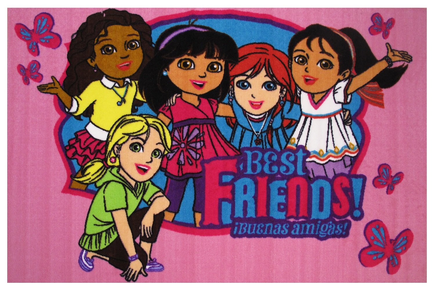 Dora the Explorer Best Friends 39x58 Inch Kids Area Rug - Soft Playroom Carpet for Bedroom, Nursery & Classroom Decor