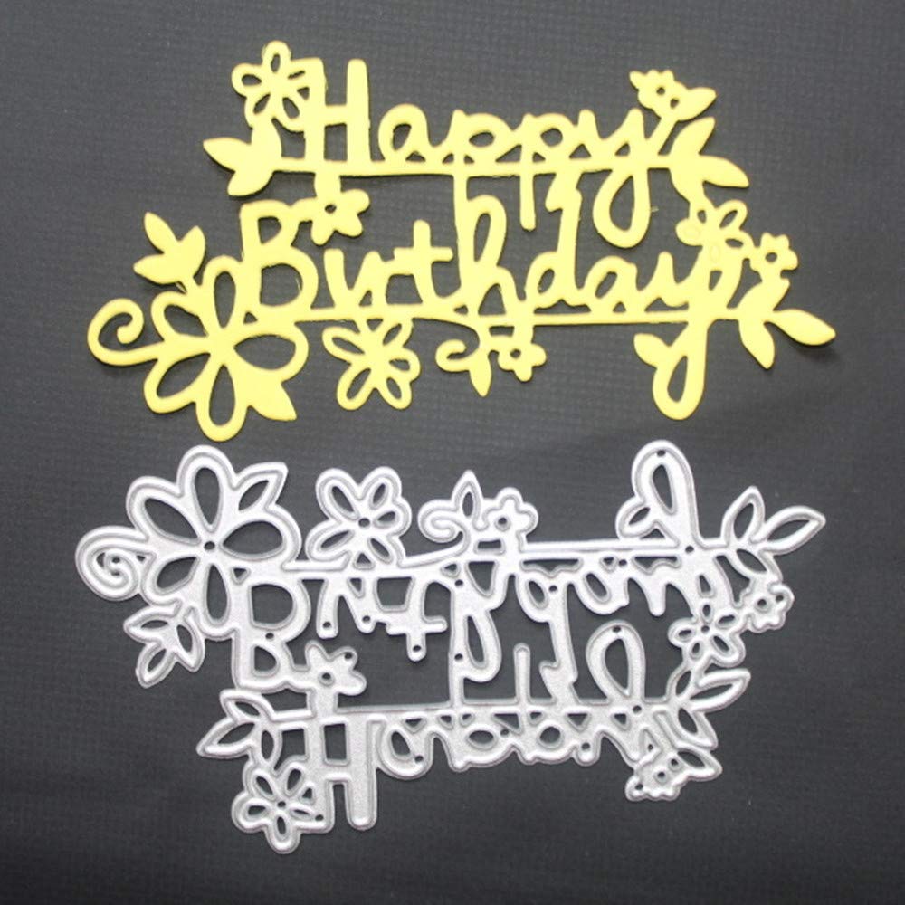 Happy Birthday Metal Cutting Dies for Card Making - ZECNG Carbon Steel Celebration Words Die Cuts Stencils Tool for Paper Crafting, Scrapbooking, Embossing, Photo Album Decor, DIY Crafts & Gifts (Set of 04) - Perfect for Birthday Cards, Invitations, Scrapbook Pages & Handmade Greetings