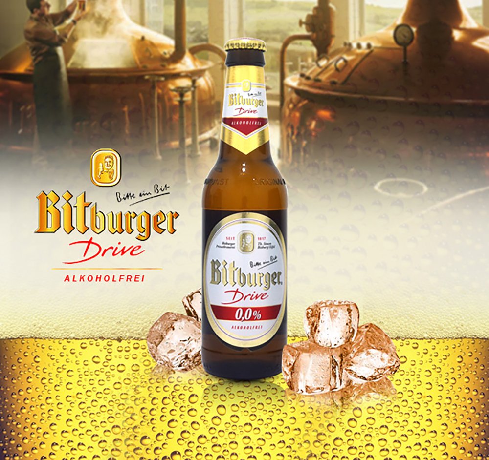Bitburger Drive Zero Non-Alcoholic Malt Beer - 24 Pack of 11.2 fl oz Glass Bottles | Alcohol-Free German Lager | Perfect for Parties, BBQs & Healthy Lifestyle | Great Gift for Beer Lovers