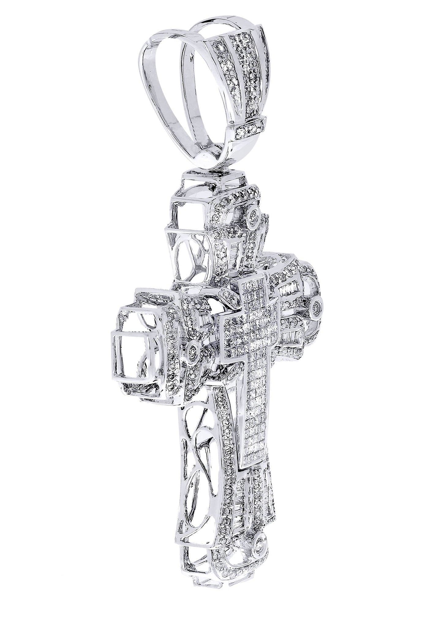 3.18 Carat Diamond Cross Pendant Necklace - 21.52 Grams Solid Gold Religious Jewelry for Women - Perfect for Church, Baptism & Special Occasions