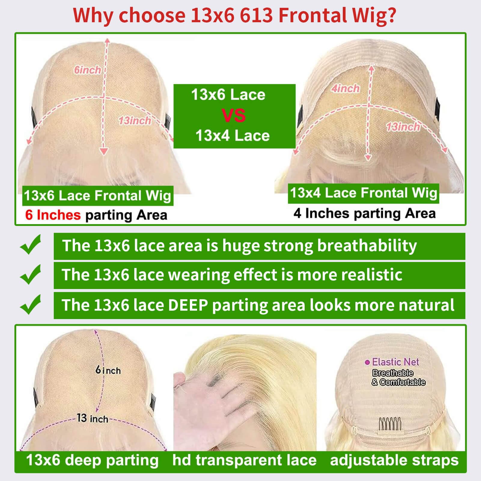 613 Blonde 13x6 HD Lace Front Wig - Brazilian Human Hair Pre-Plucked 180 Density Straight Glueless Lace Wig for Women (22 Inch) - Perfect for Daily Wear, Cosplay & Special Occasions