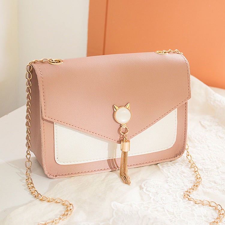 Stylish Small Crossbody Bags for Women with Cat Lock & Chain - Fashionable Messenger Purse for Daily Use, Travel & Shopping