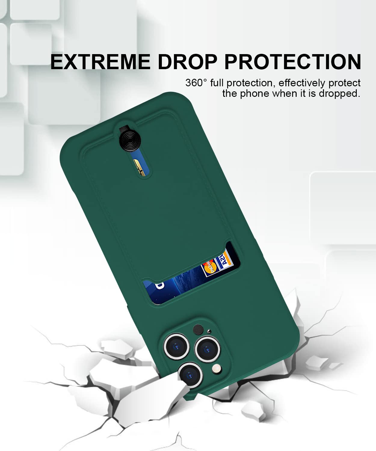 Premium Shock-Absorbing Silicone Card Case for iPhone 13 Pro (6.1 inch) - Slim Wallet Phone Cover with Secure Card Holder - Perfect for Everyday Use, Travel & Hands-Free Convenience (Teal)