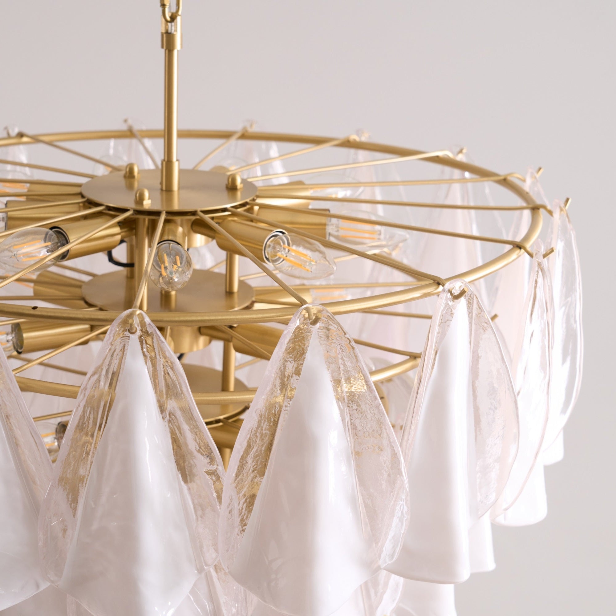 Lunara White Murano Glass Chandelier - Elegant Crystal Ceiling Light Fixture for Dining Room, Living Room & Bedroom Decor
