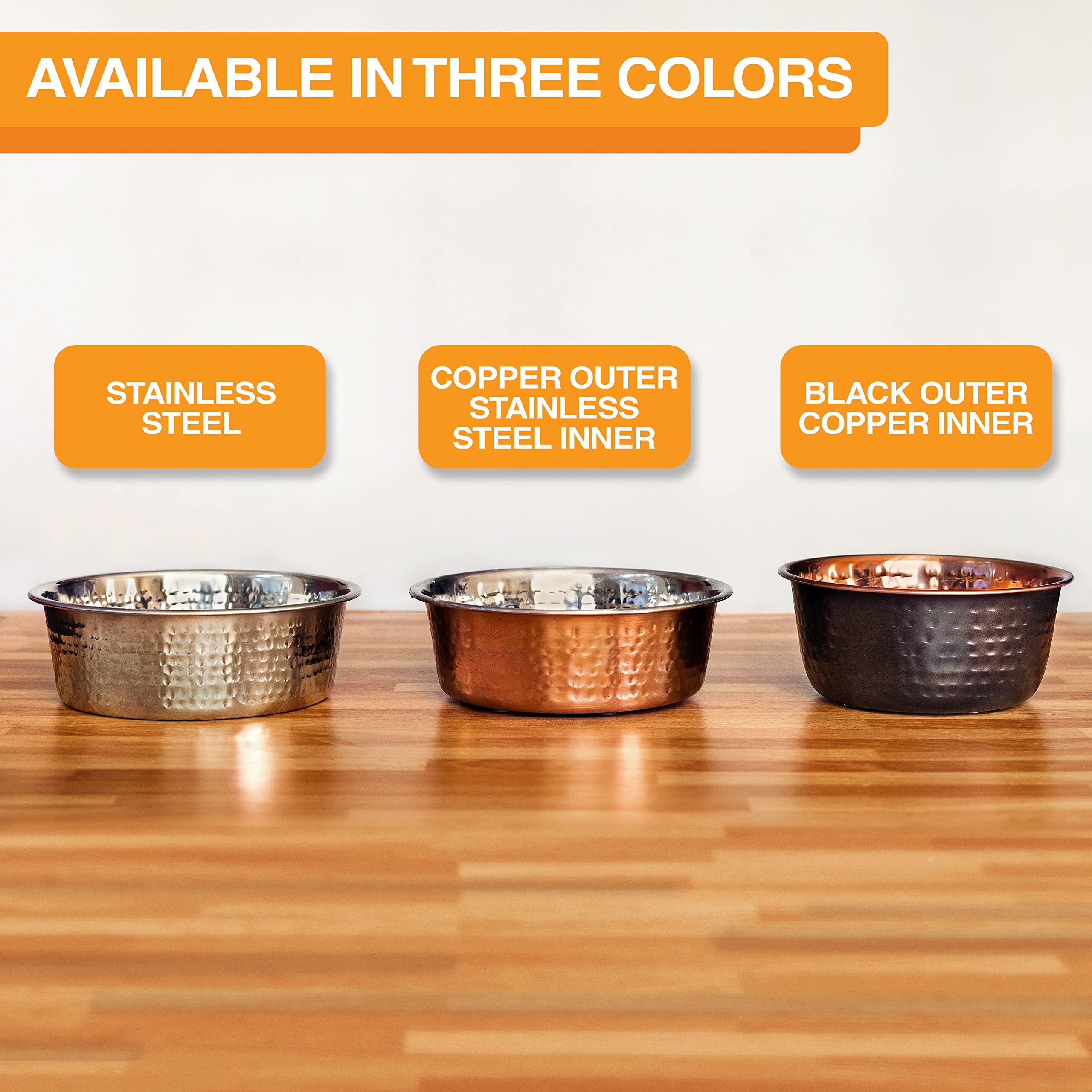 Premium Hammered Copper Pet Bowls - Luxury Designer Dog & Cat Dishes for Food & Water (Small Size) - Perfect for Home Decor & Upscale Pet Dining Areas