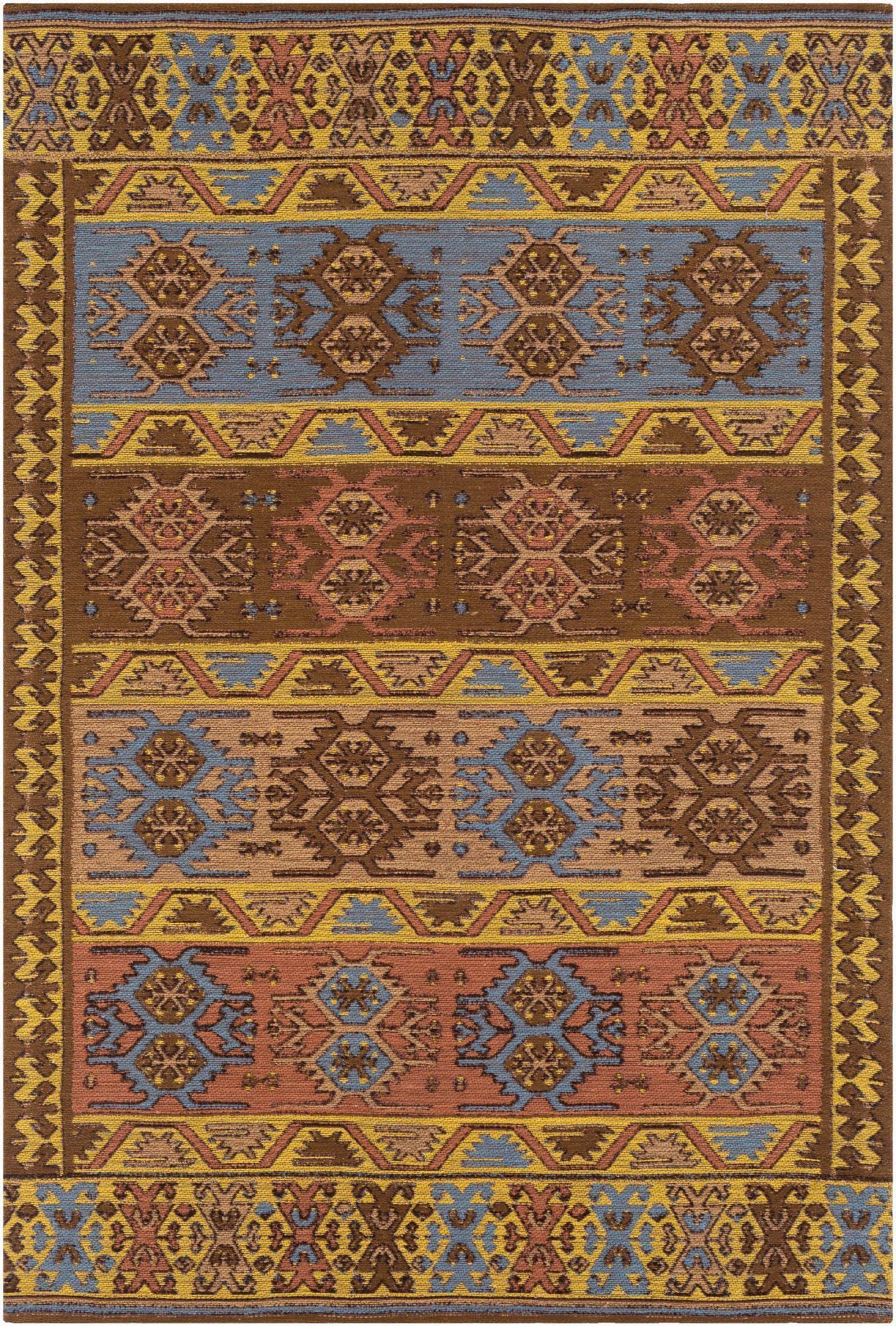 Mark&Day 8x10 Bright Yellow Indoor/Outdoor Area Rug - Non-Slip, Stain Resistant Yellow Brown Blue Carpet for Living Room, Bedroom, Kitchen, Patio - Perfect for Home Decor & High Traffic Areas (8' x 10')
