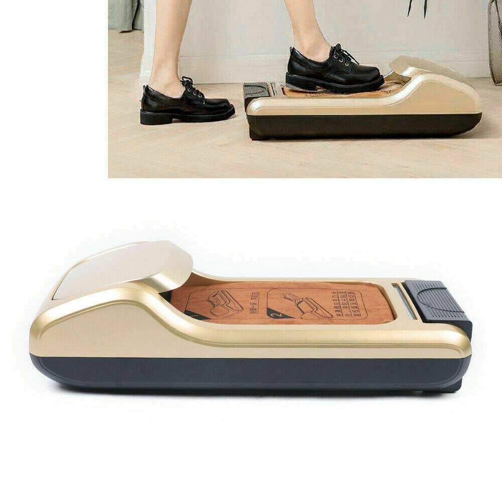 Portable Automatic Shoe Cover Dispenser Machine - Disposable Shoe Film Protector for Home, Office, Shop & Lab Use - Hands-Free Sanitary Solution for Hospitals, Clean Rooms & Entryways (Golden)