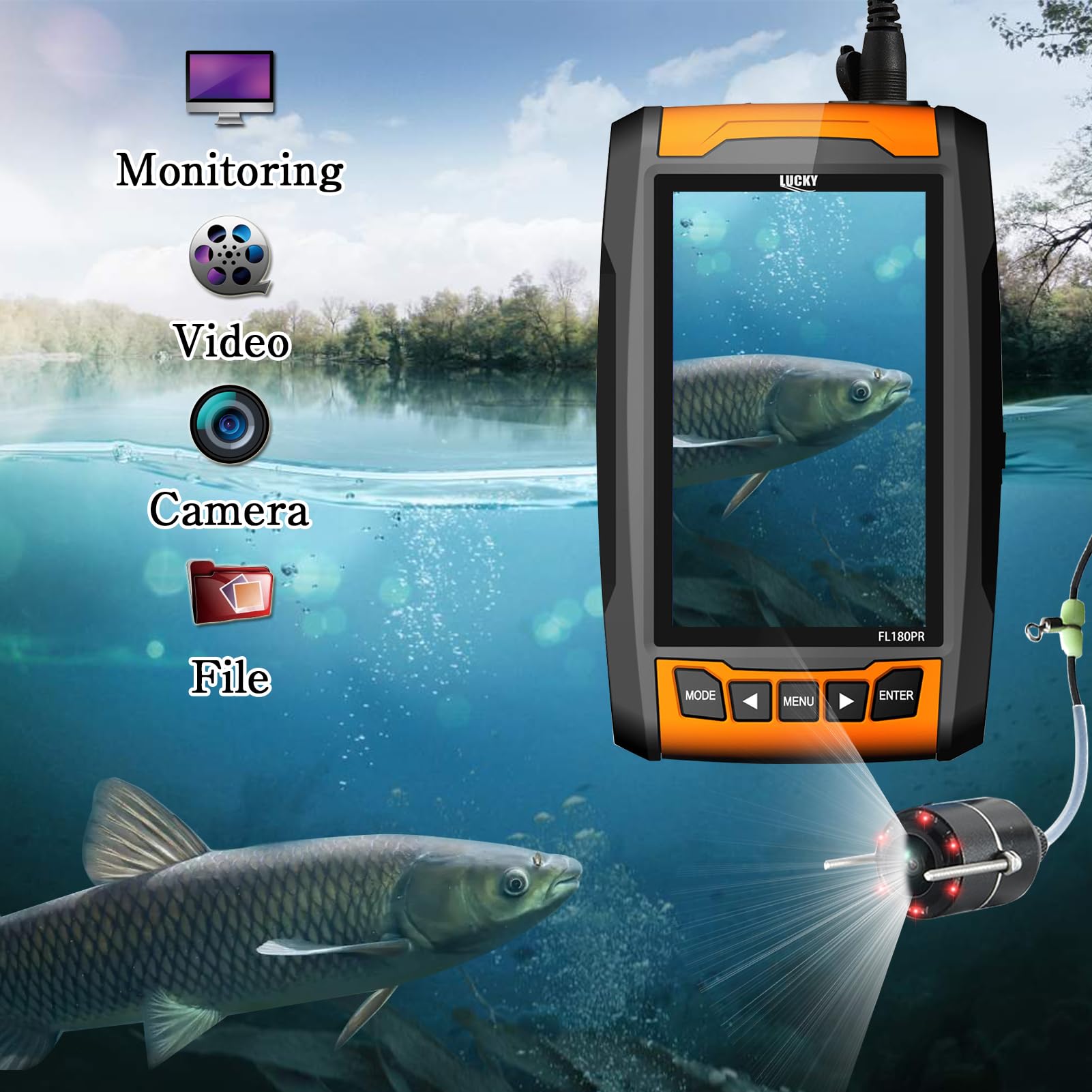 **Lucky DVR Video Fishing Camera with Infrared Light - High Resolution Underwater Camera for Kayak, Boat & Sea Fishing - Waterproof Portable Fish Finder for Night & Day Fishing Adventures**