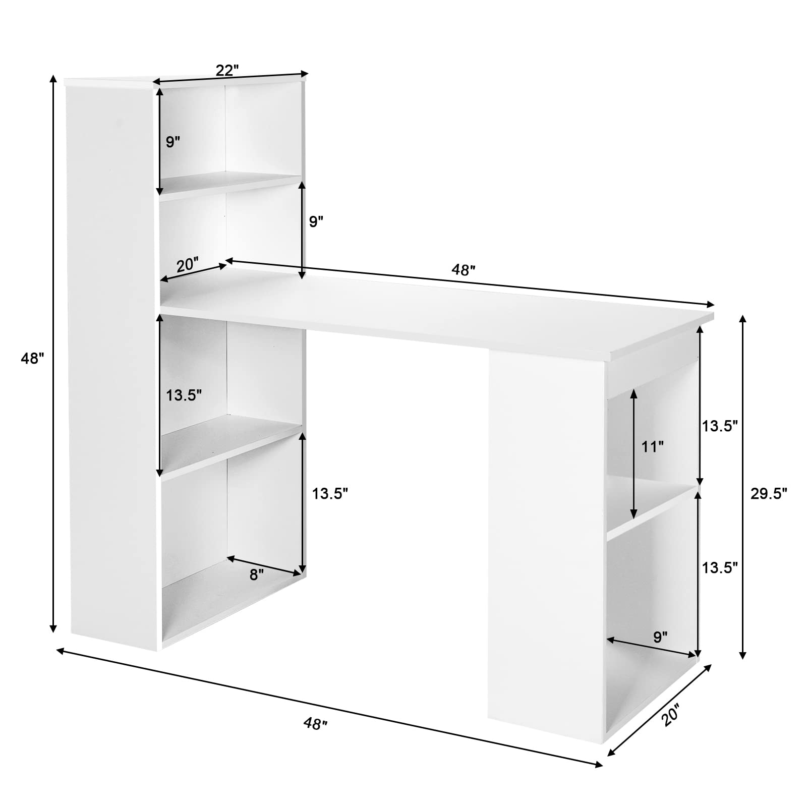 Tangkula White Computer Desk with Bookshelf - Compact Writing Study Desk with Storage Shelves & CPU Stand | Modern Home Office Workstation, Space-Saving Design for Small Rooms, Dorm & Apartment | Perfect for Remote Work, Online Learning & Gaming Setup