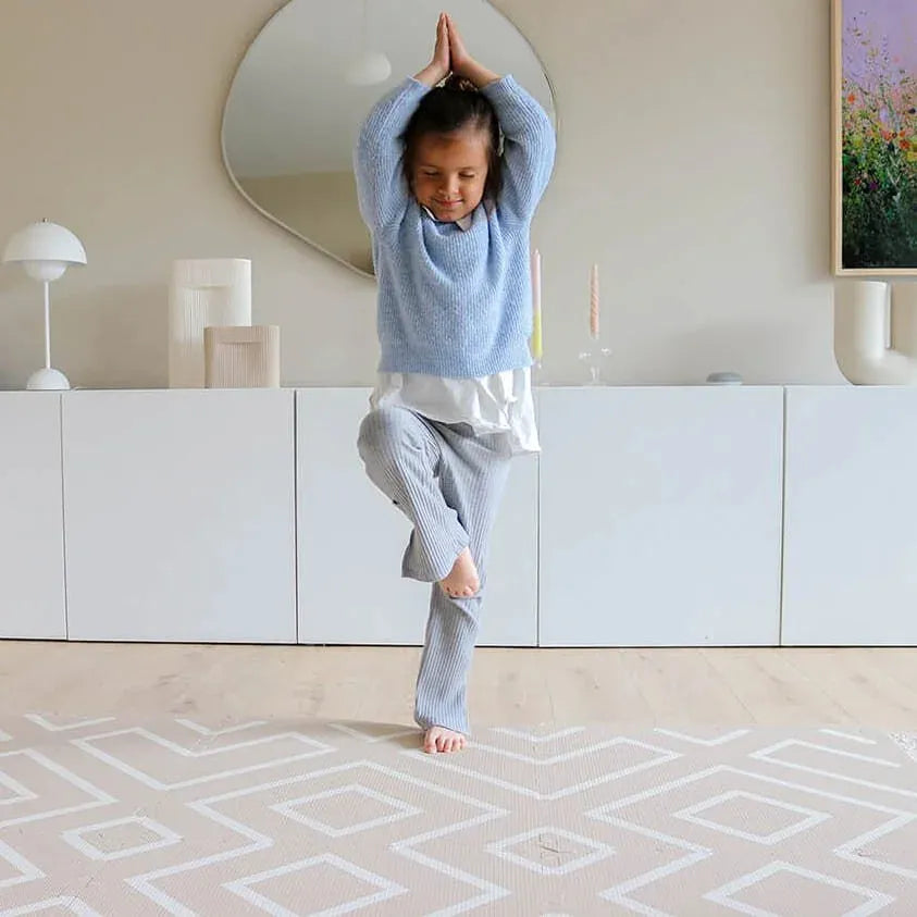 Modern Blocks Play Mat for Kids - Soft & Safe Desert Sand Color - Perfect for Playrooms, Daycares & Home Learning Activities