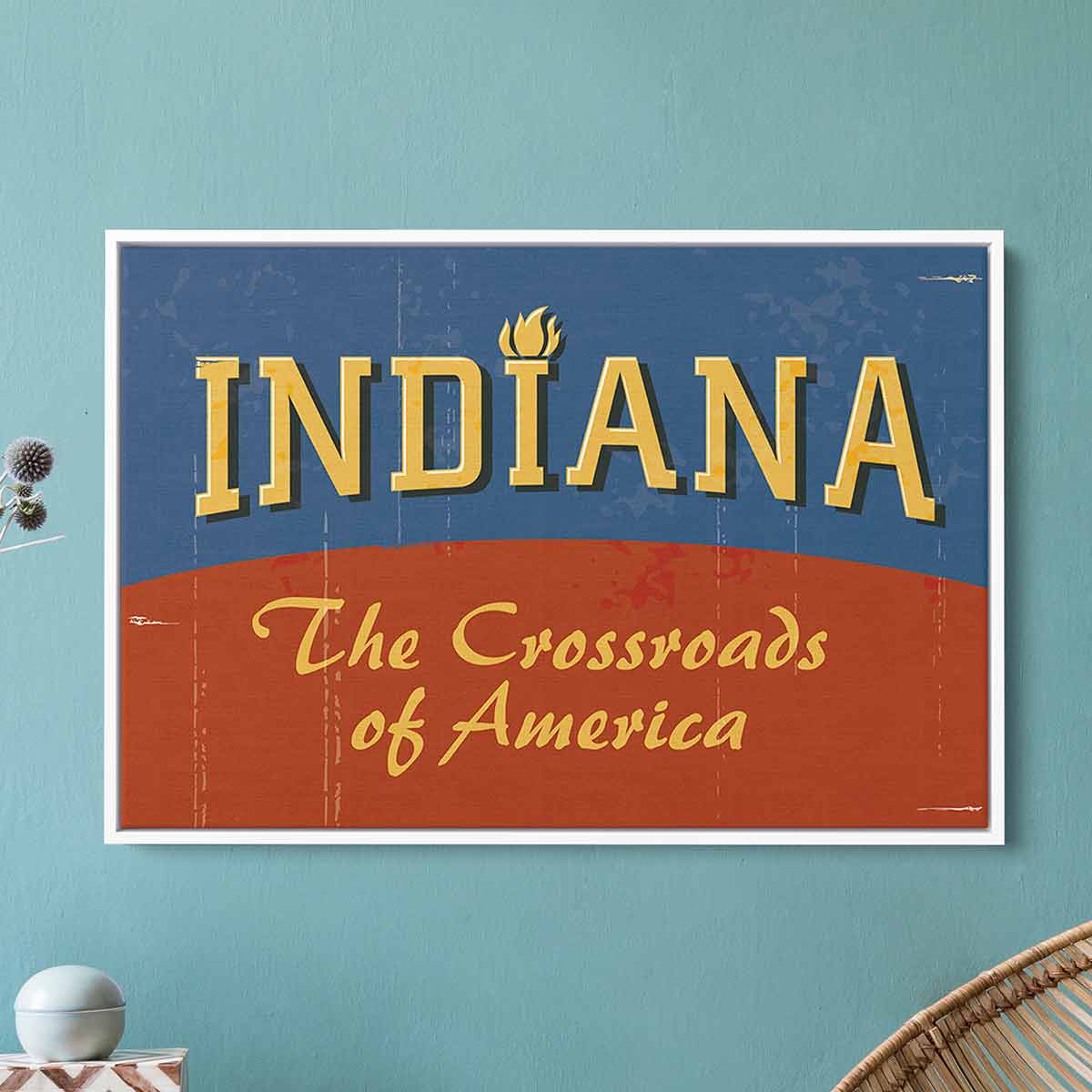 Blue Indiana Wall Art Canvas - Modern Home Decor for Living Room, Bedroom & Office | Large 92x92 Inches Framed Print