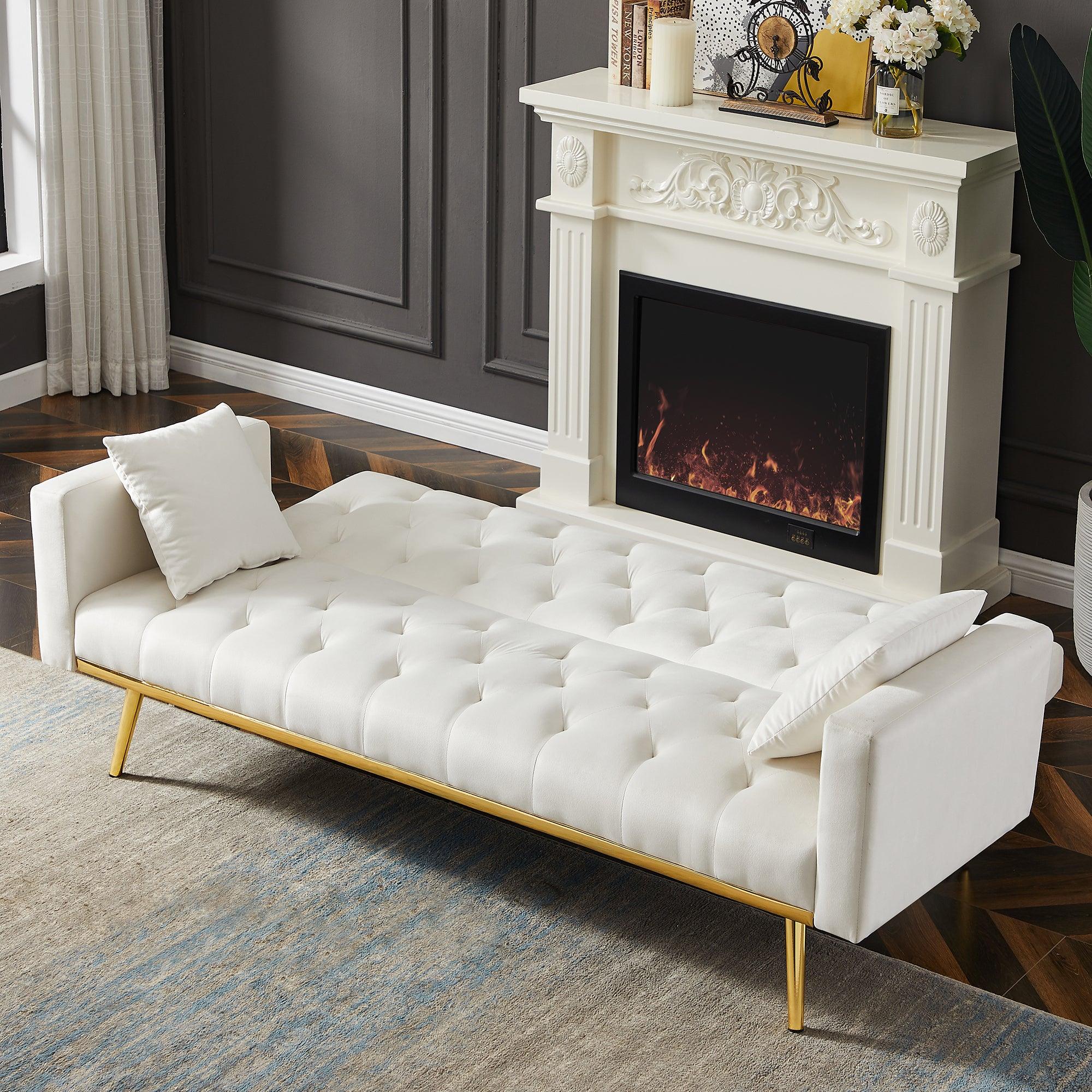 Cream White Convertible Folding Futon Sofa Bed - Space Saving Sleeper Couch for Small Apartments, Guest Rooms & Studio Living | Perfect for Compact Spaces, Overnight Guests & Multi-Functional Furniture Needs