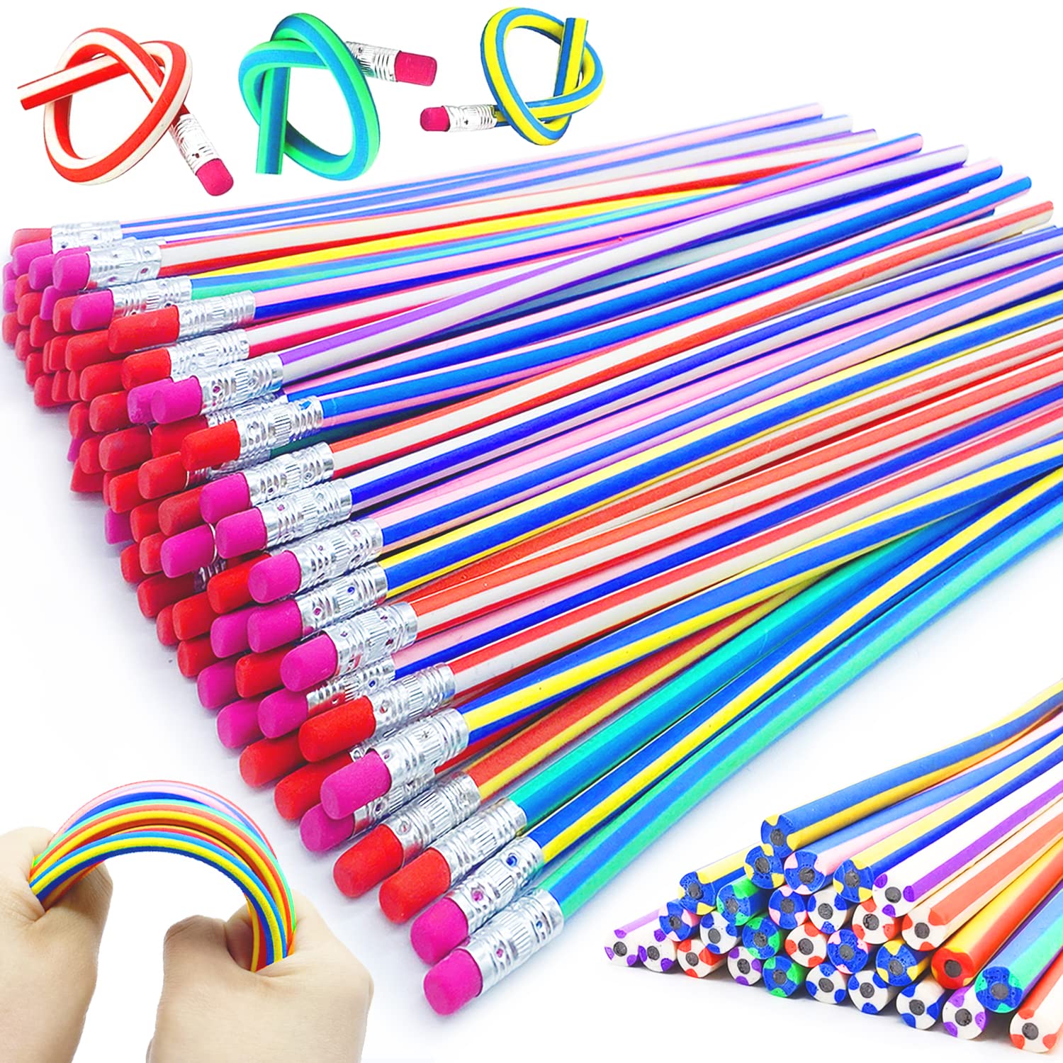 45 Pack Flexible Soft Pencils - 7.1 Inch Magic Bendable Pencils with Eraser for Kids, Students & School Supplies | Fun Writing Tools for Classroom, Art Projects & Creative Gifts