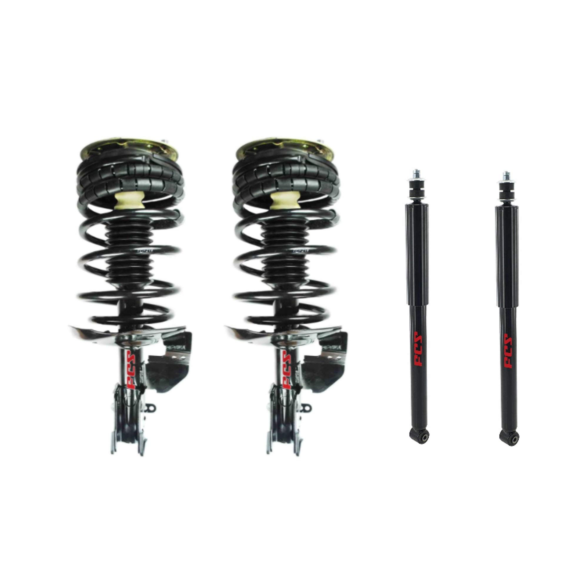 FCS Front Struts and Coil Springs Rear Shocks Kit - Compatible with Buick Chevy Oldsmobile FWD Vehicles - Smooth Ride & Enhanced Suspension for City Driving & Highway Cruising