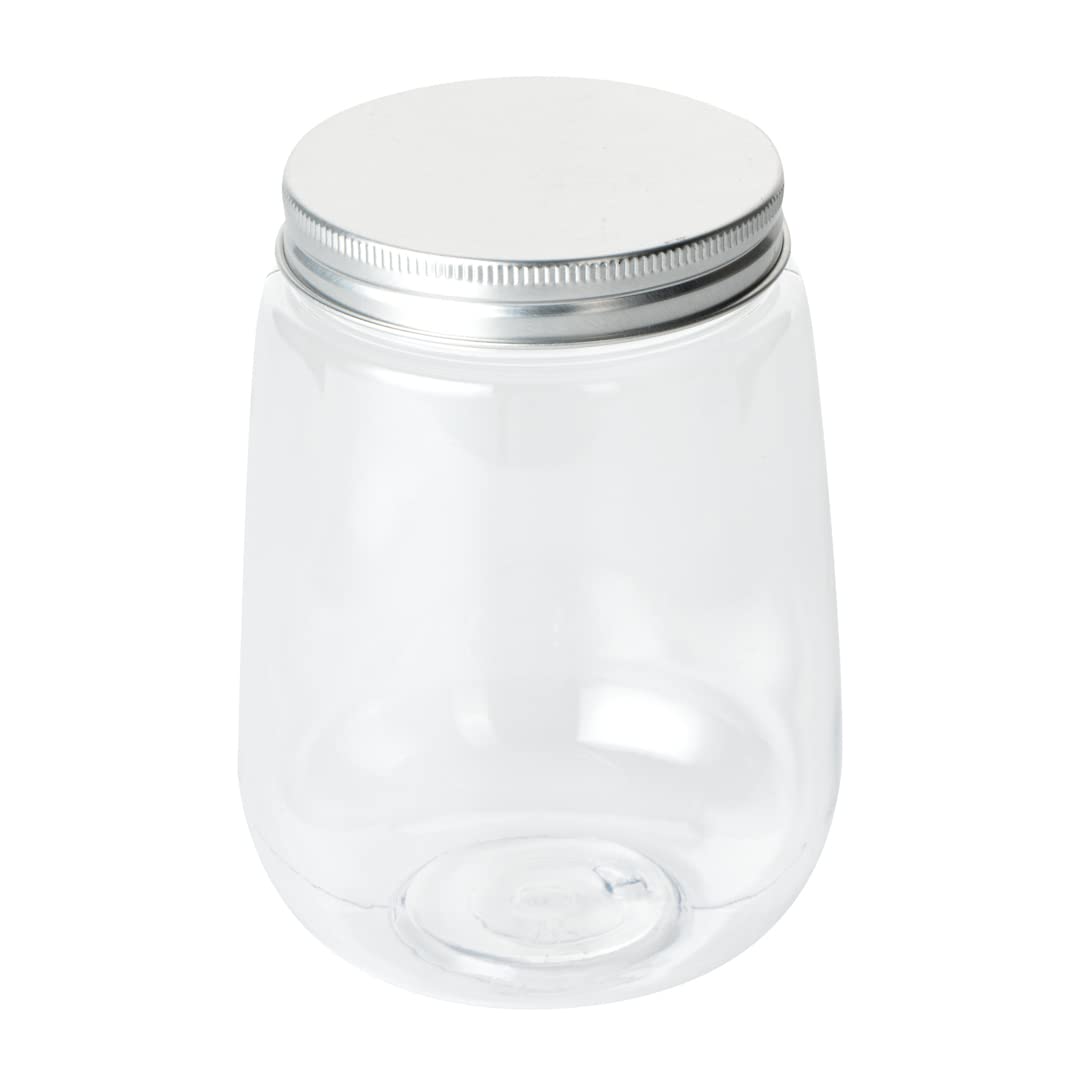 Restaurantware Bottle Tek 17oz Juice Bottles - 100 Pack Clear Empty Plastic Bottles with Aluminum Lids | Disposable Containers for Juicing, Tea, Smoothies, Cocktails & Beverage Storage | Perfect for Restaurants, Cafes & Home Use