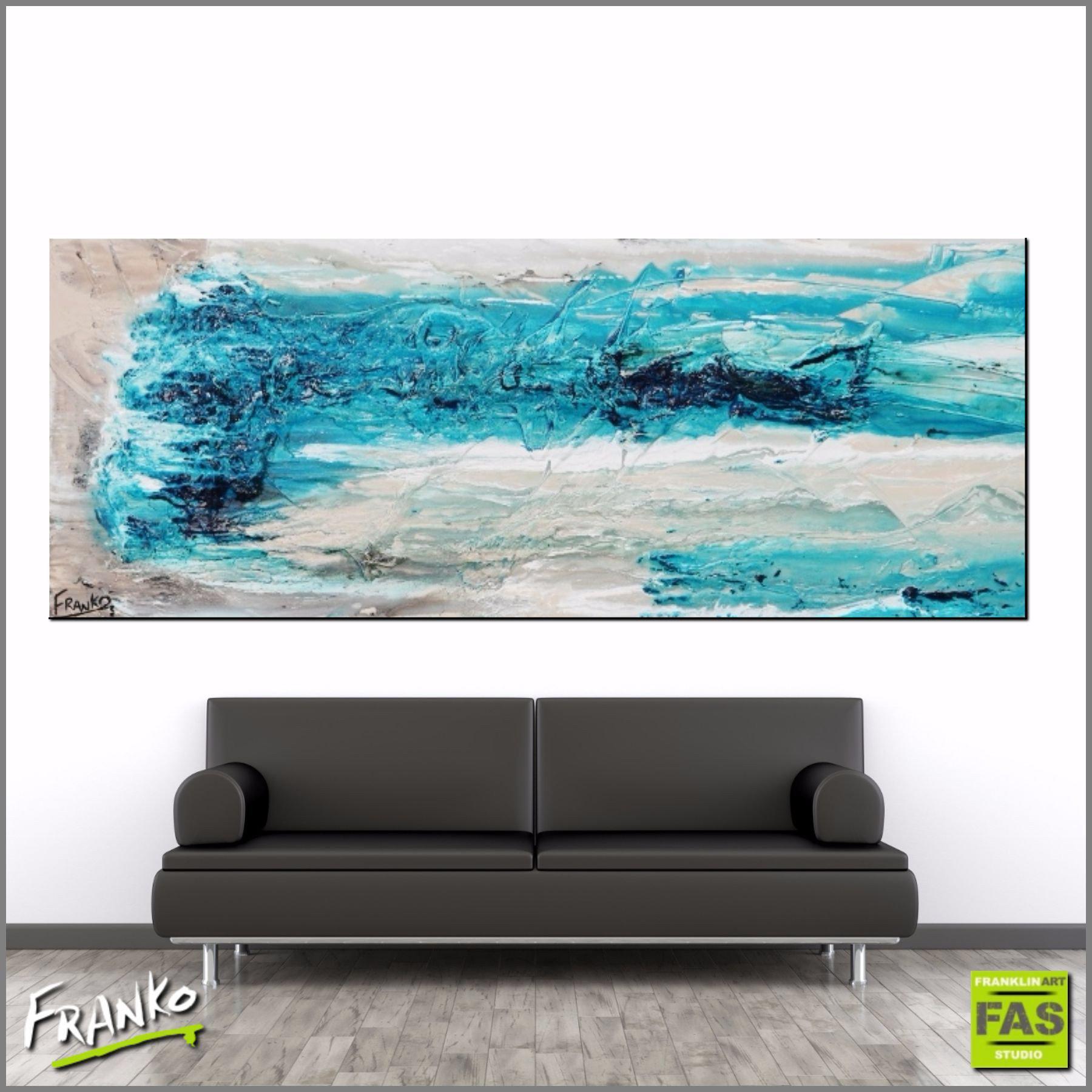 Abstract Turquoise Wall Art - Modern Home Decor for Living Room, Bedroom & Office | Handmade Canvas Painting
