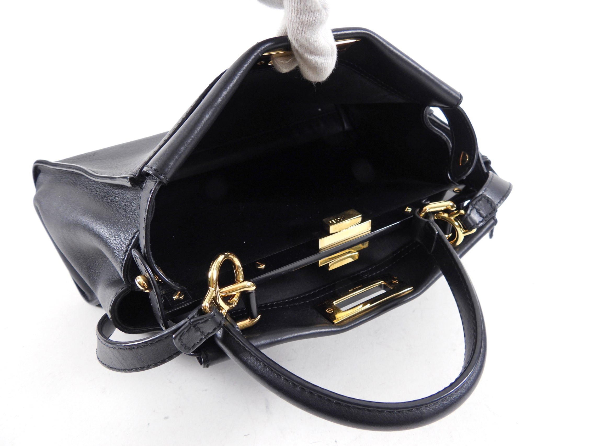 Fendi Black Leather Peekaboo Medium Two-Way Shoulder Bag - Luxury Handbag for Women, Perfect for Work, Travel & Evening Events