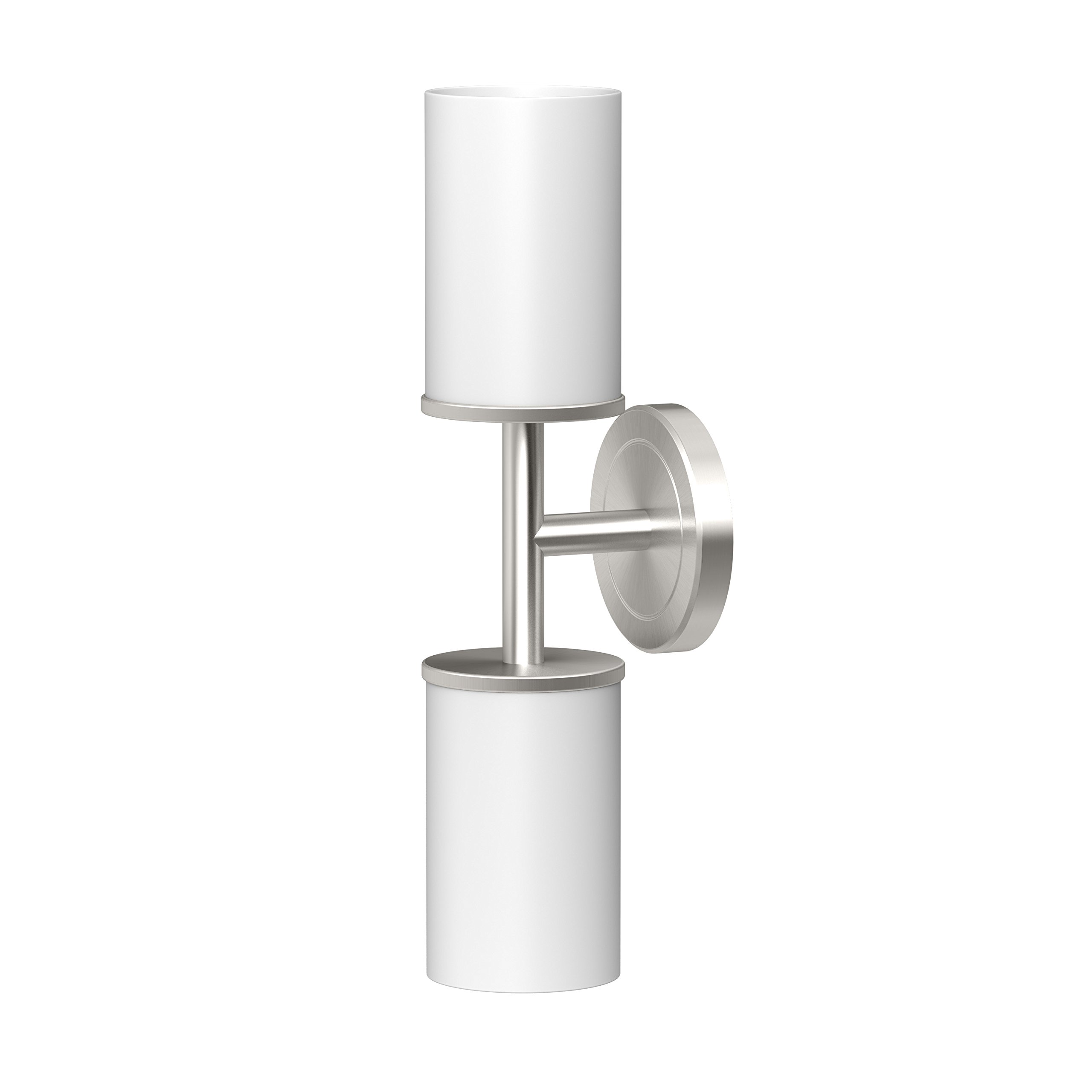 Gatco 1684 Latitude II Double Sconce Wall Light - Satin Nickel Finish, 2-Light Bathroom Vanity Fixture, Vertical or Horizontal Mount - Perfect for Bathroom, Bedroom, and Hallway Lighting