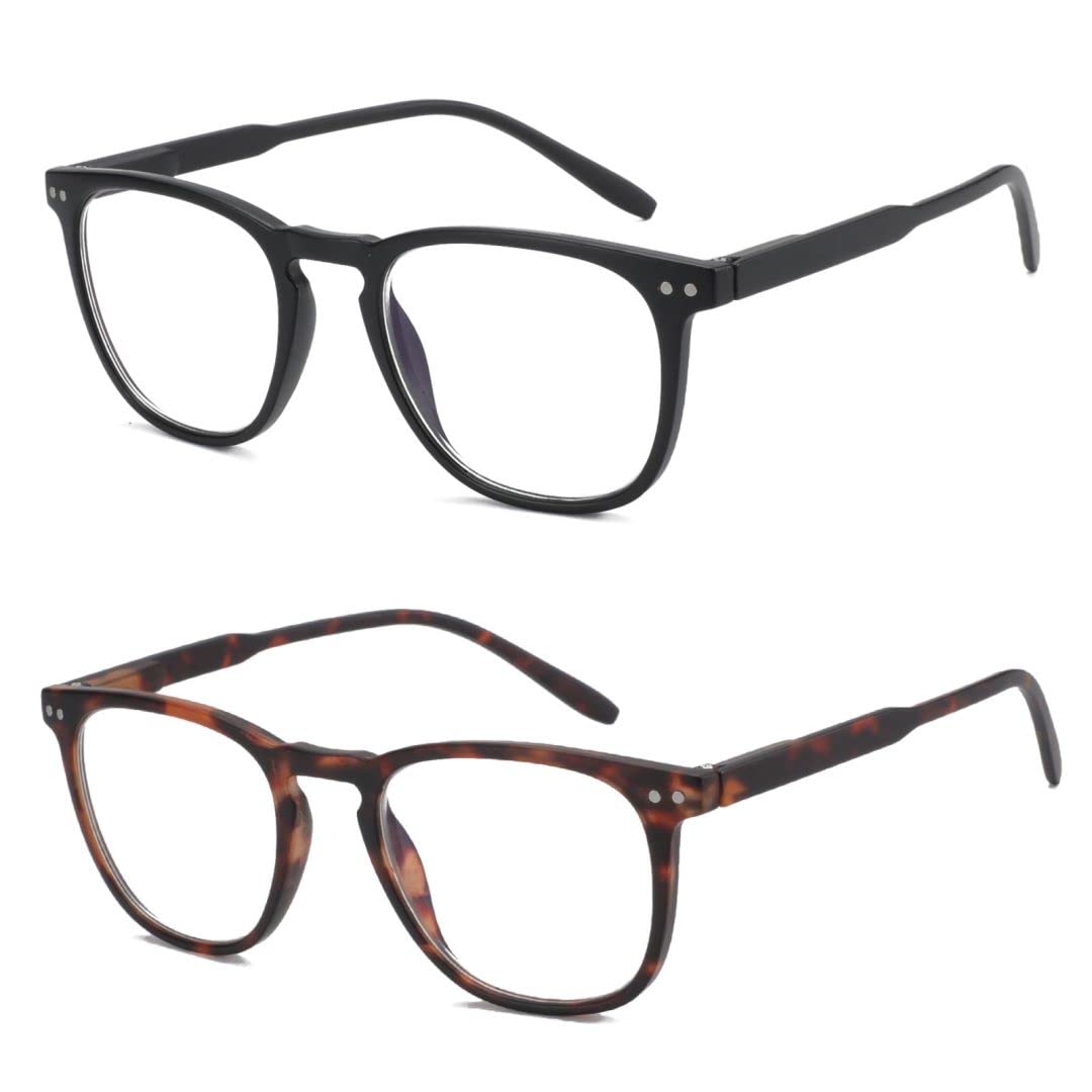 Blue Light Blocking Glasses for Women & Men - 2 Pack Anti Glare Computer Reading Glasses with Spring Hinge | Reduce Eye Strain for Office Work, Gaming & Screen Time