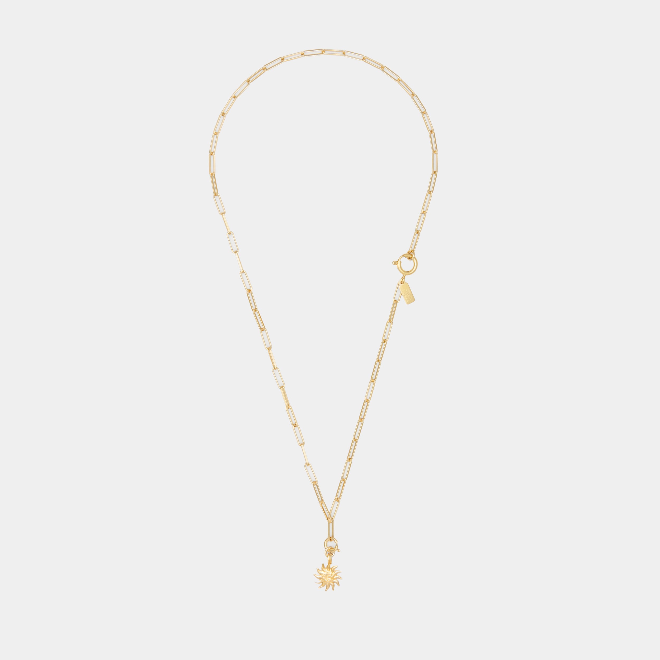 Mini Aurora Sun Charm on Cairo Chain - Elegant Gold Necklace for Women, Perfect for Daily Wear, Gifts & Special Occasions