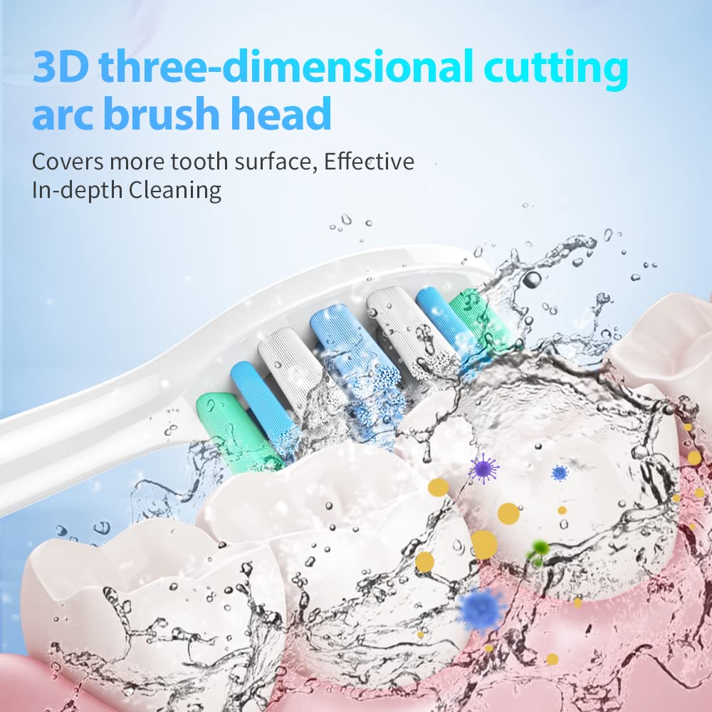 Philips Sonicare Electric Toothbrush Replacement Heads - 8 Pack Compatible with 4100, 5100, 6100, HX9023 G2 Series - Soft Bristles for Deep Cleaning - Perfect for Travel & Daily Oral Care Routine