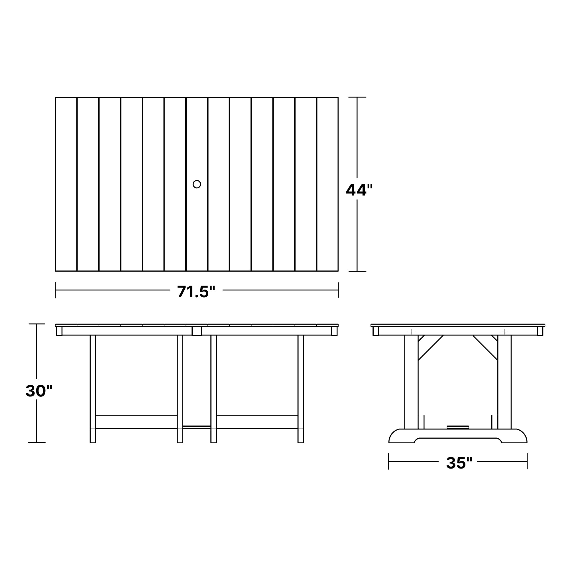 Heritage 44x72 Inch Solid Wood Dining Table - Rustic Farmhouse Style for Kitchen, Dining Room & Outdoor Entertaining