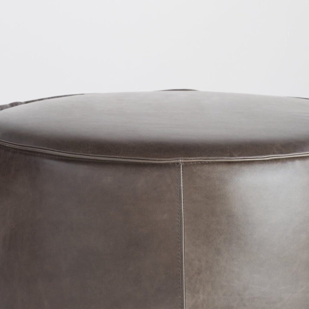 Cyan Design 11448 Lusso Round Pouf Ottoman - Grey Home Decor Footstool for Living Room, Bedroom & Nursery | Stylish Seating & Accent Piece