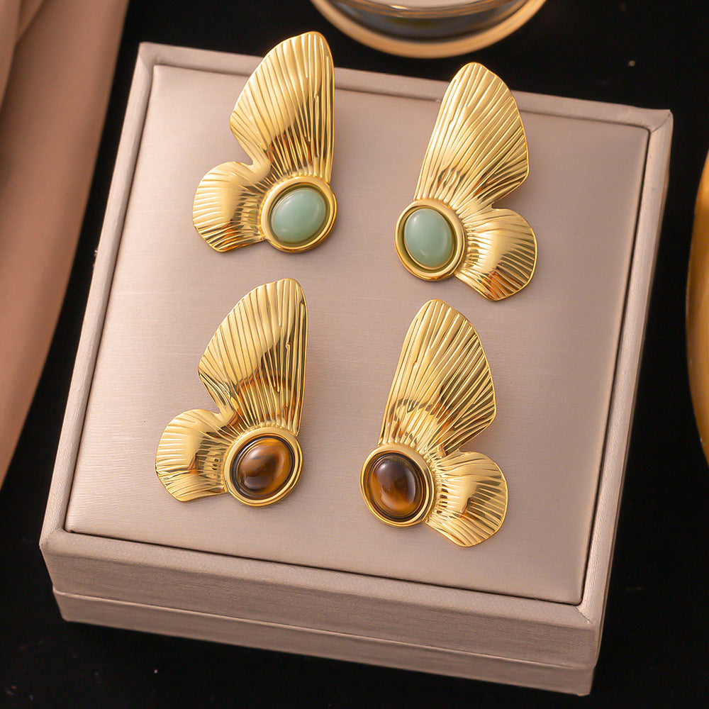 18K Gold Plated Chunky Butterfly Stud Earrings for Women - Fashion Jewelry Gift for Birthday, Anniversary & Valentine's Day | JDE004 | Perfect for Parties, Date Nights & Special Occasions