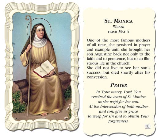 St. Monica Catholic Prayer Cards - Pack of 50 Holy Cards with Prayer on Back - Perfect for Church Groups, Bible Study & Religious Gifts