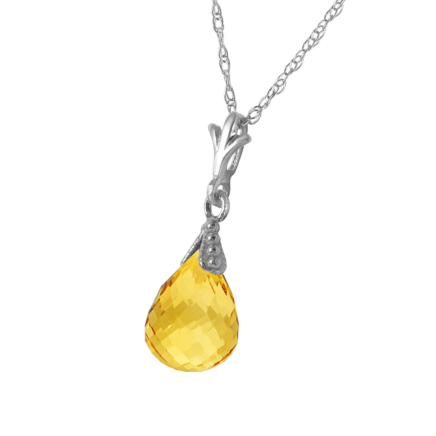 14K White Gold Briolette Citrine Necklace - Elegant Galaxy Gold GG Jewelry for Women, Perfect for Weddings, Parties & Gifts