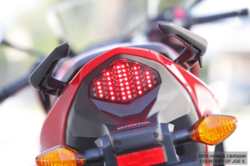 Sequential LED Tail Lights with Smoke Lens - Compatible with Honda CBR500R, CB500X, CB500F (2013-2015 Models) - Upgrade Motorcycle Safety & Style for Night Riding