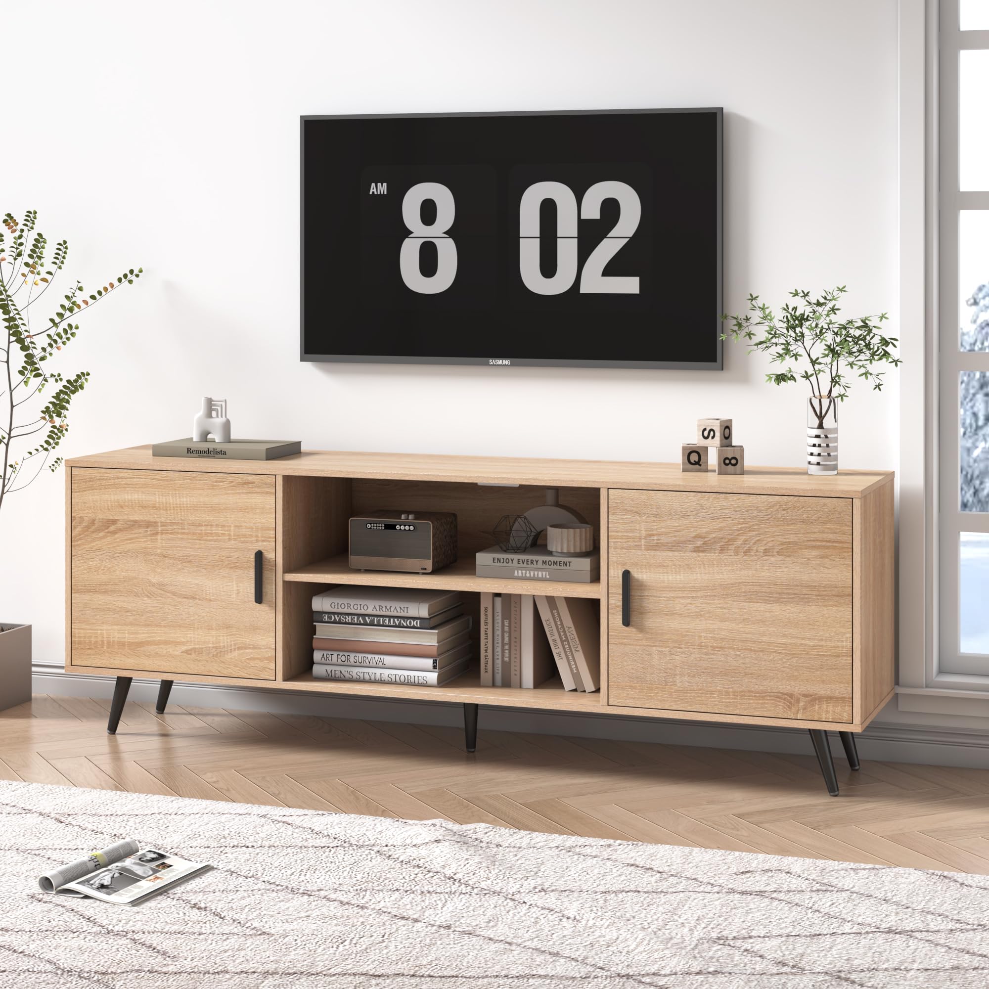 AUXSOUL Mid Century Modern TV Stand for 75 Inch TV - 70