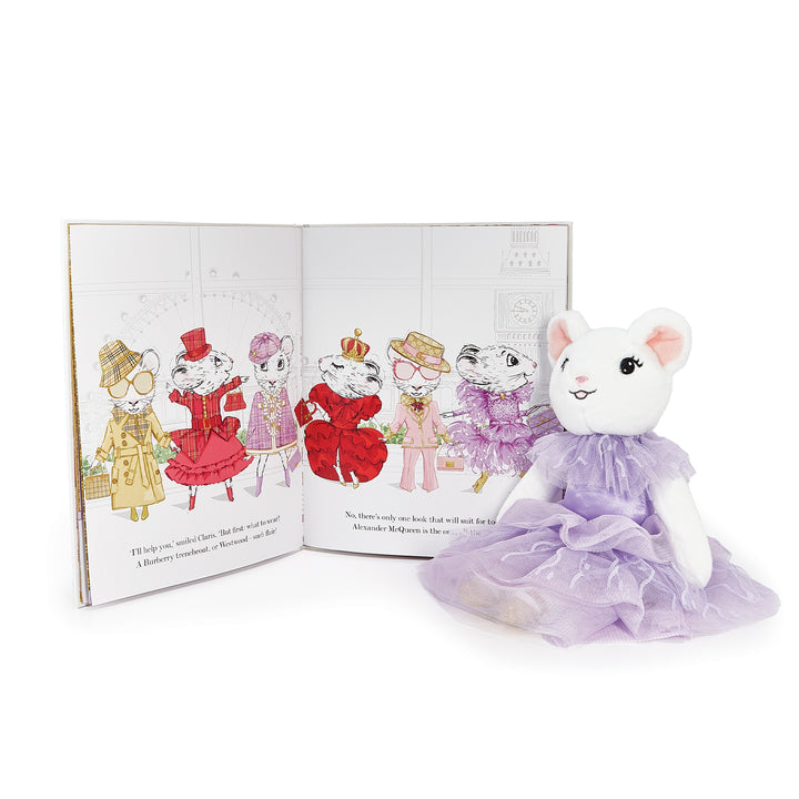 Claris The Mouse: The Secret Crown & Oh La La Lilac Plush Book Set - Cute Storybook and Plush Toy Gift for Kids, Perfect for Bedtime Reading and Playtime