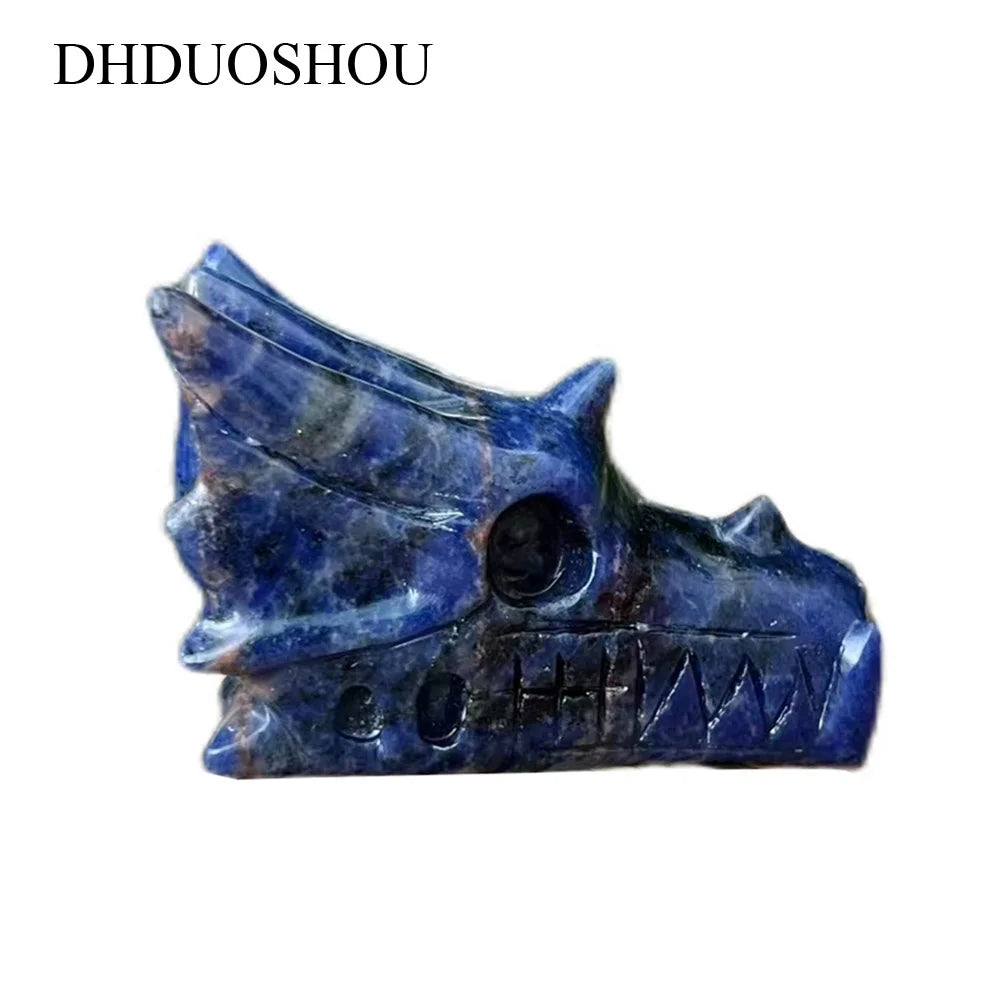 Hand Carved Natural Blue Aventurine Quartz Dragon Skull - Feng Shui Healing Crystal, Reiki Meditation Stone, Unique Spiritual Gift for Home & Office Decor (Perfect for Meditation Spaces & Energy Healing)