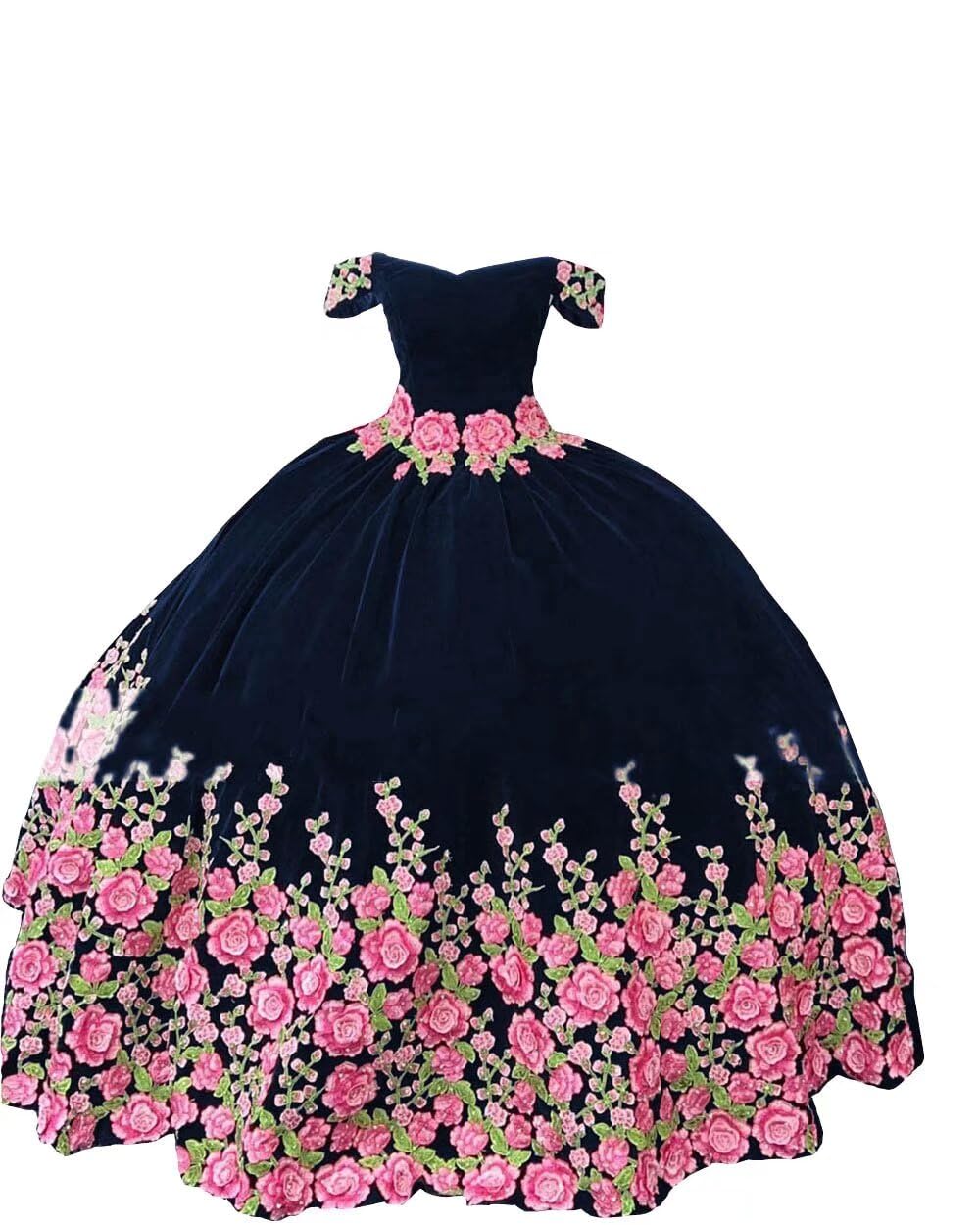 Elegant Velvet 3D Floral Applique Off-Shoulder Quinceañera Dress | Mexican Sweet 15 Party Gown 2025 | Perfect for Quinceañeras, Weddings & Special Occasions