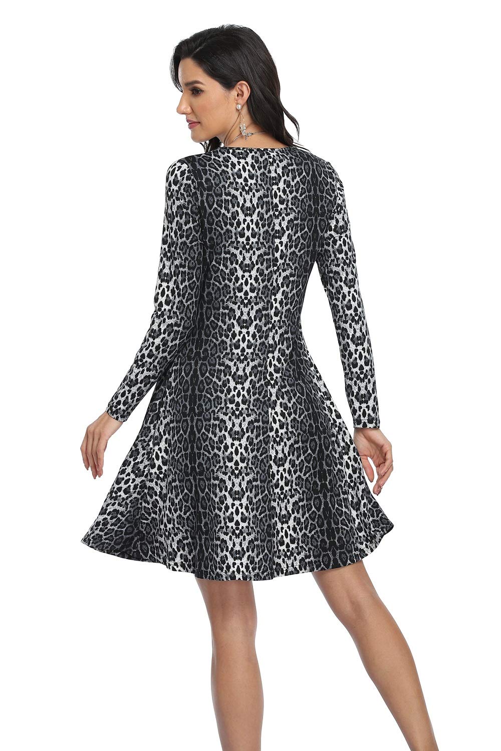 Vintage Women's Casual T-Shirt Dress Long Sleeve Loose Swing Dress with Pockets - Comfortable Boho Style for Everyday Wear, Date Night & Travel