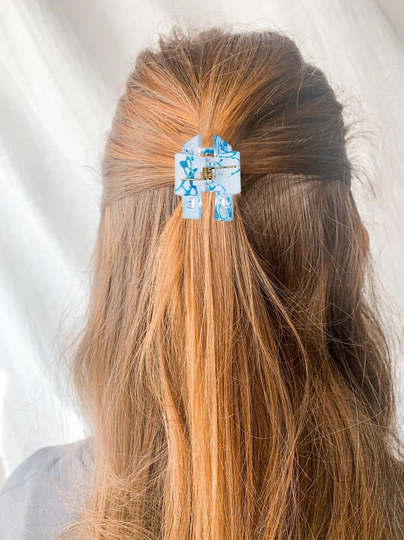 Matte Printed Colorful Hair Claw Clips for Women - 6 Pack Multicolor Non-Slip Grip - Perfect for Everyday Use, Ponytails & Updos