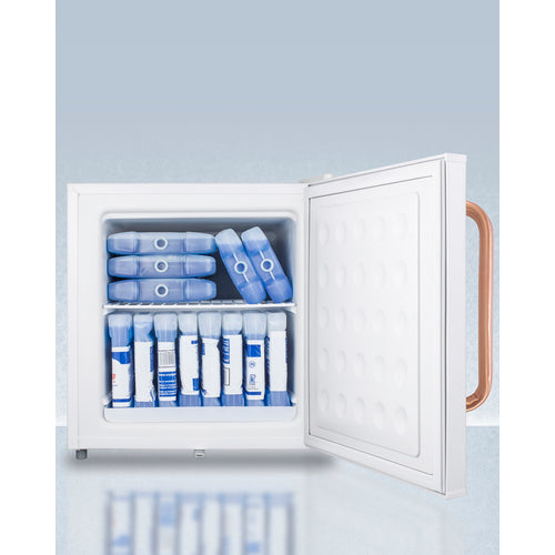 Accucold FS24LTBC Compact All Freezer with Antimicrobial Pure Copper Handle - Perfect for Home, Office, or RV Use - Energy Efficient Upright Freezer for Food Storage