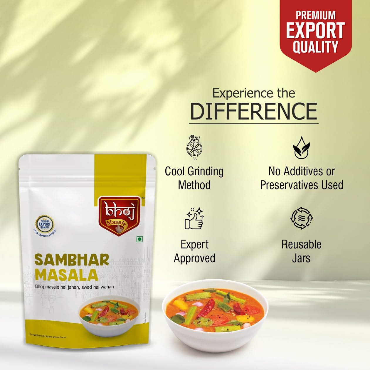 Bhoj Masale Sambhar Masala 200GM - Authentic Indian Spice Blend for Sambar | No Preservatives, No Onion, No Garlic (Jain Friendly) | Perfect for Home Cooking, Vegan & Vegetarian Dishes | Great for Curry, Lentil Soup & South Indian Cuisine