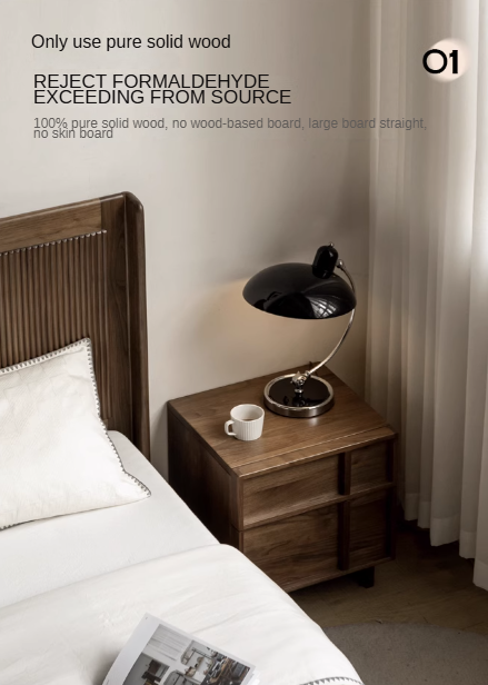 Solid Black Walnut Wood Nightstand with Drawer - Caluswood Bedside Table for Bedroom Storage | Perfect for Small Spaces, Apartment Living & Modern Home Decor