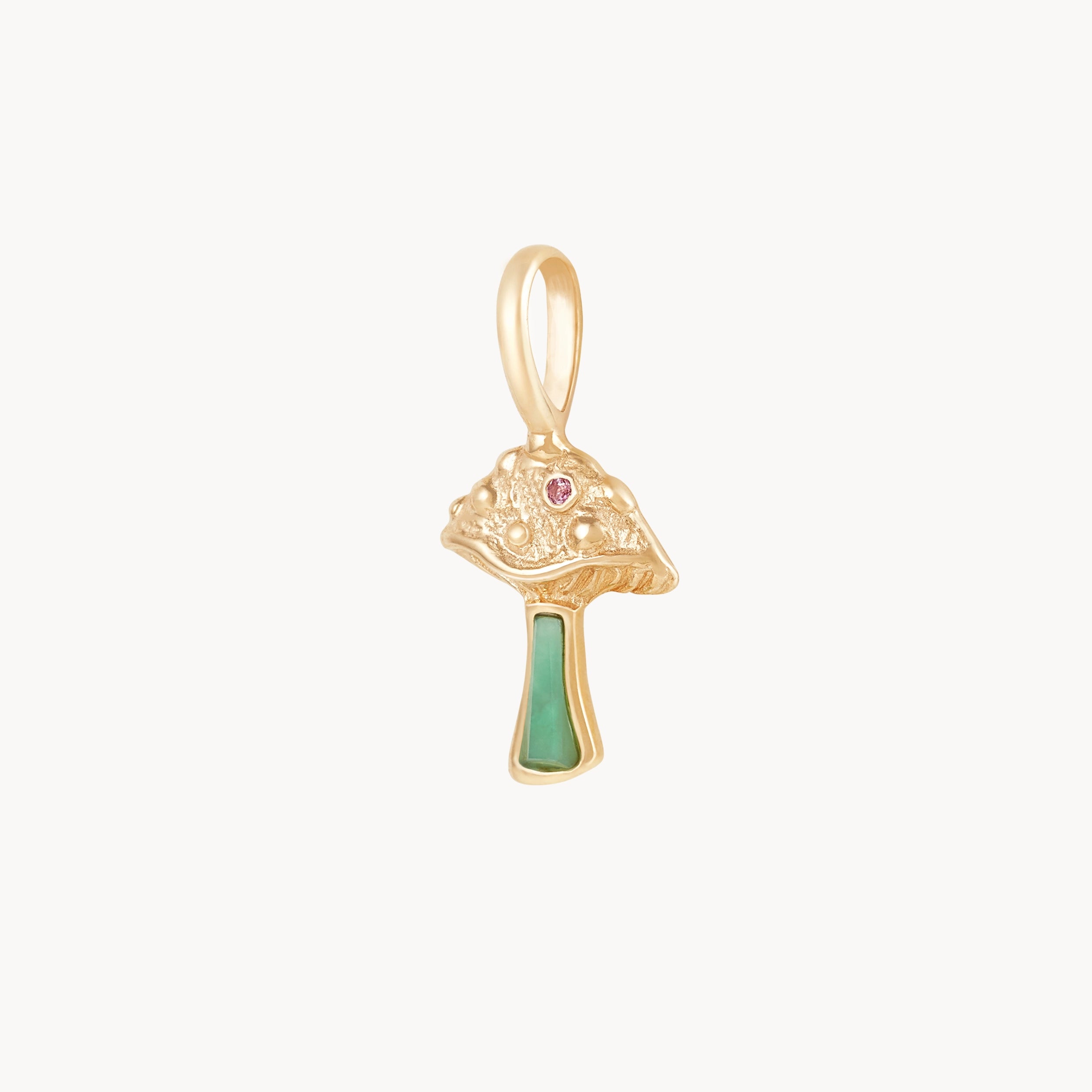 Wild Fortune Mushroom Charm - 10K Yellow Gold & Chrysoprase Pendant for Good Luck & Protection | Perfect for Necklaces, Bracelets & Spiritual Jewelry