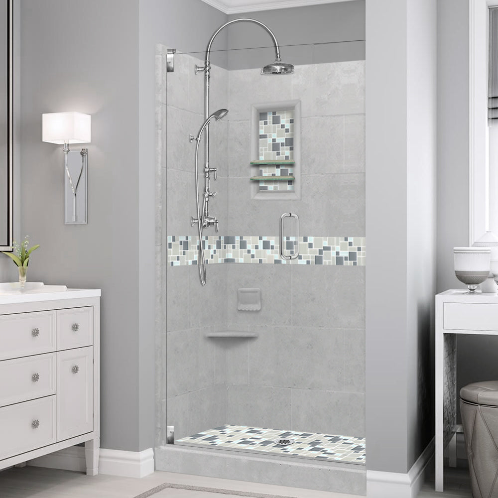 Alcove Portland Cement Sistine Stone & Newport Mosaic DIY Shower Remodel Kit - Waterproof Tile Backer Board for Bathroom Renovation, Kitchen Backsplash & Home Improvement Projects