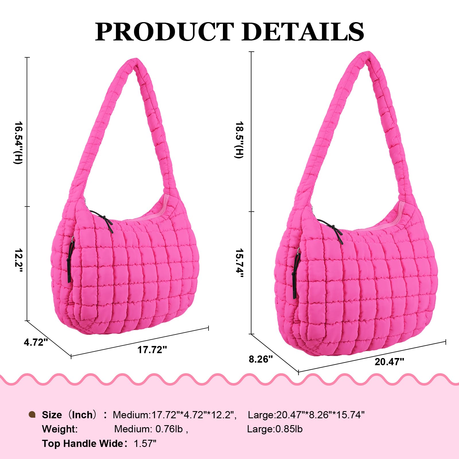 Quilted Puffer Tote Bag for Women - Large Crossbody Shoulder Bag with Zipper, Nylon Bubble Hobo Handbag Carryall | Perfect for Work, Travel, Shopping & Daily Use