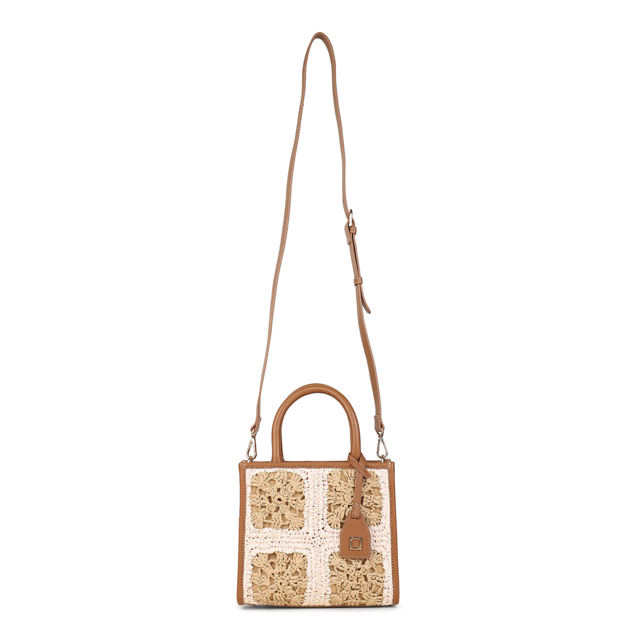 Ayesha Crochet Small Raffia Tote Bag - Natural Handwoven Beach Bag for Women, Summer Vacation, Shopping & Daily Use