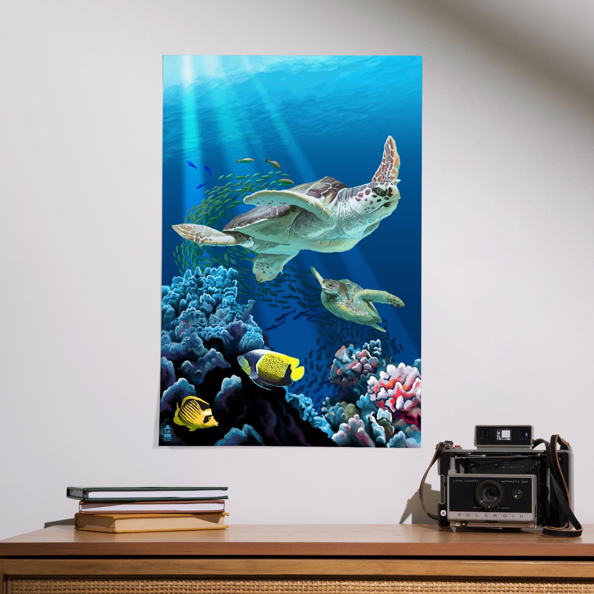 Lantern Press 16x24 Inch Giclee Art Print - Sea Turtles Swimming Wall Decor - Premium Canvas Wall Art for Living Room, Bedroom & Office