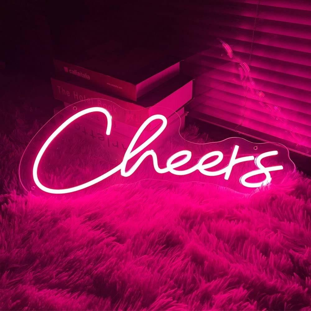 Custom LED Neon Light Sign - Personalized Pink 35IN Wall Decor for Birthday, Wedding, Christmas | Party, Bedroom, Bar, Home & Business Decor | Cheers Neon Sign with Custom Name/Logo
