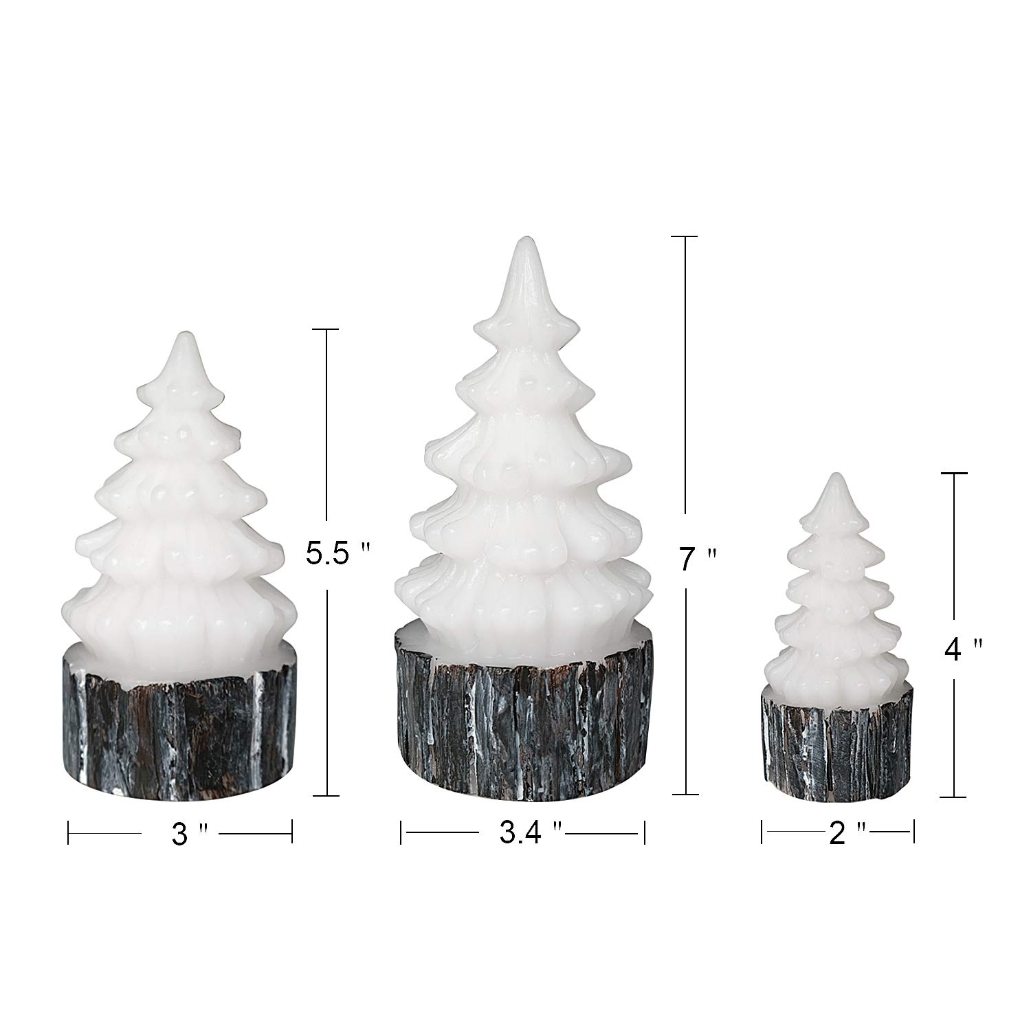 Flameless LED Christmas Candles - Battery Operated Tree-Shaped Set of 3 for Holiday Decor